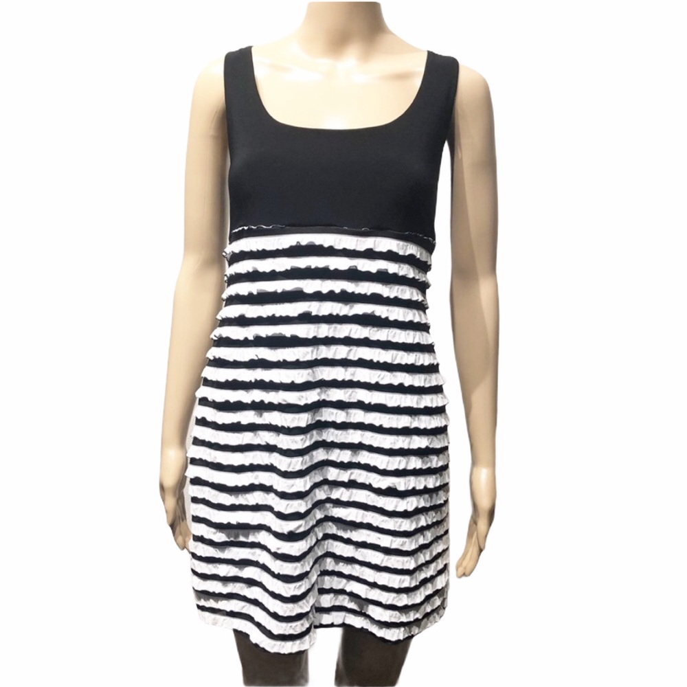 Venus size Large mini black dress with stripes